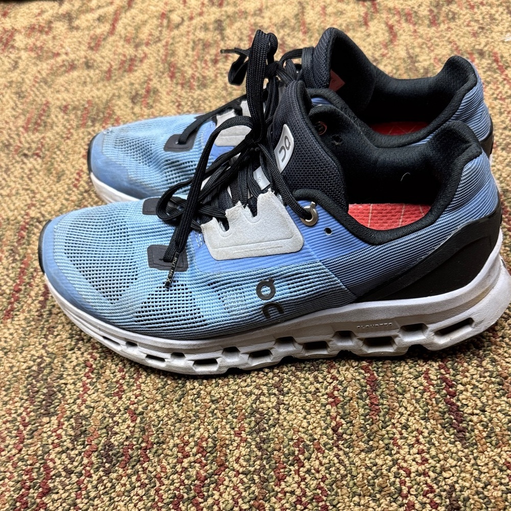 On Running Black and Blue Athletic Shoes